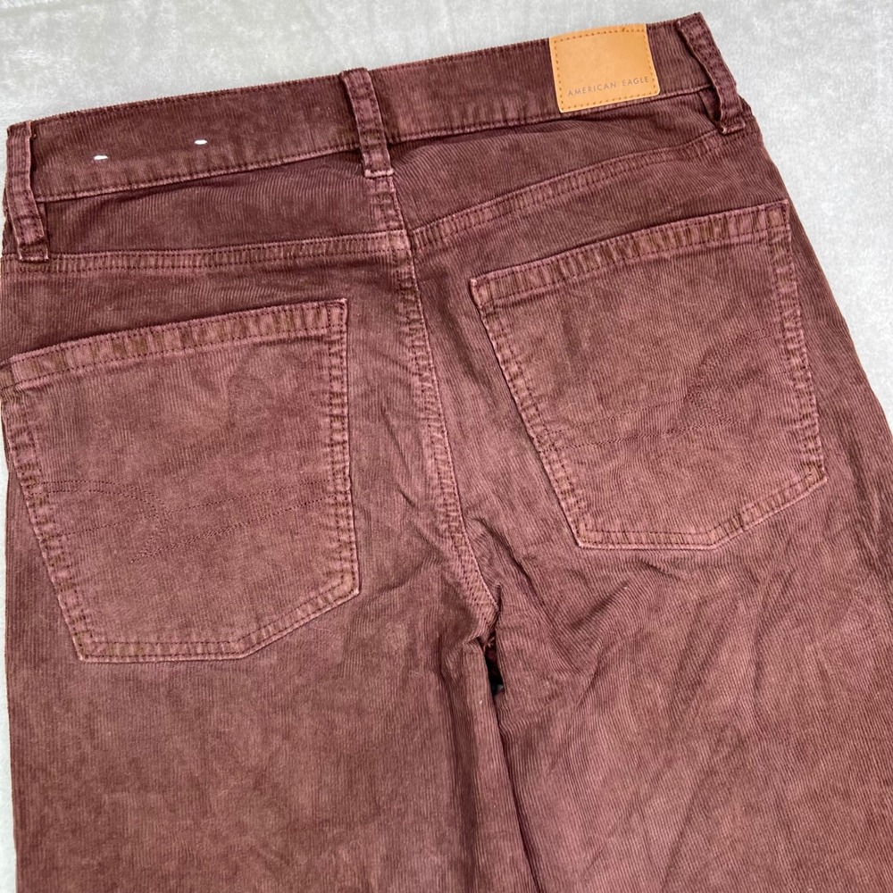 American Eagle '90s Straight Jeans Women 4 Long Brown Corduroy Stretch High Rise